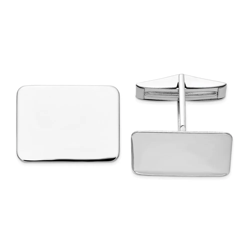 14k Real Gold WG Men's Rectangular Cuff Links