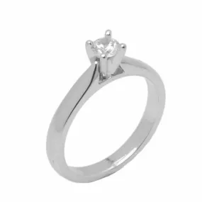 14k Solid Gold Elegant ladies Modern Tapered Round Solitaire Ring D2026v