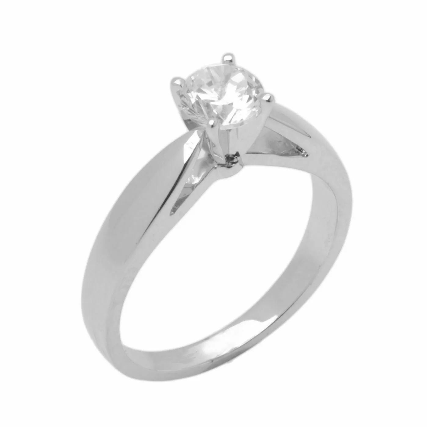 14k Solid Gold Elegant ladies Modern Tapered Round Solitaire Ring D2104v