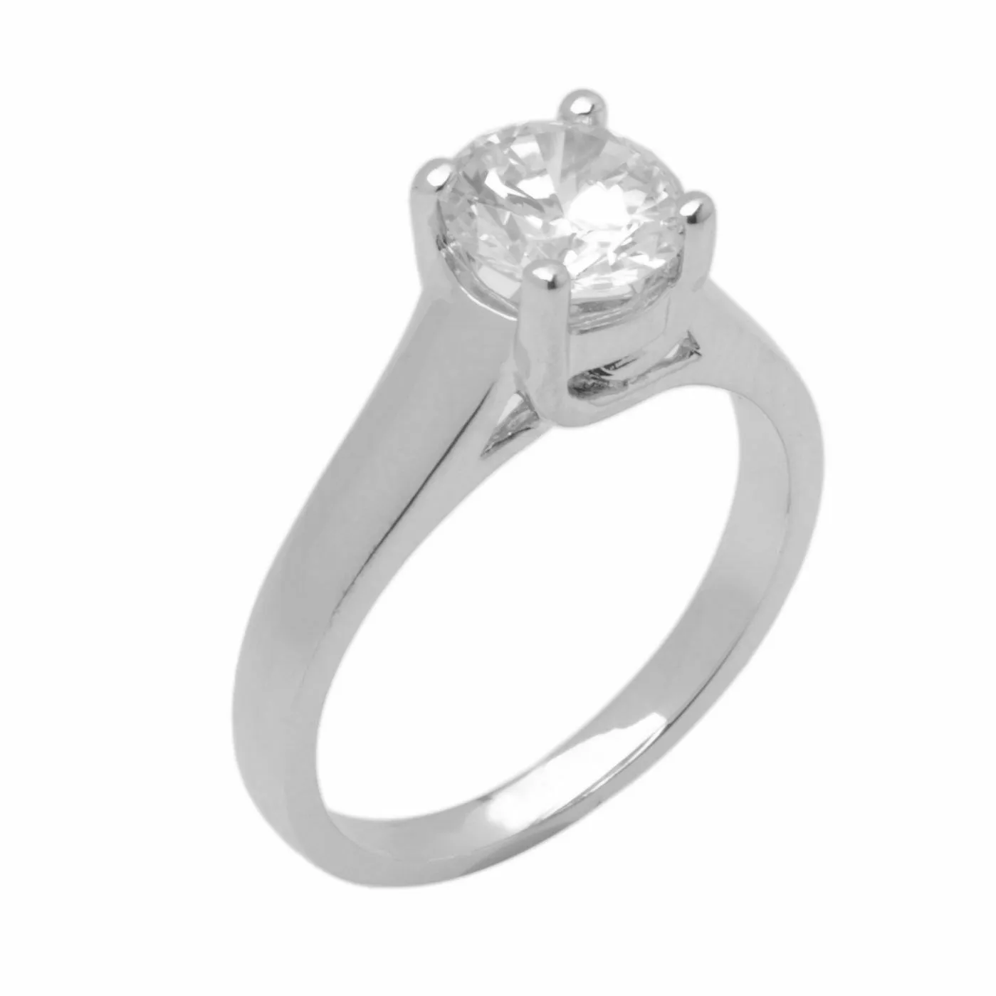 14k Solid Gold Elegant ladies Modern Tapered Round Solitaire Ring D2115v