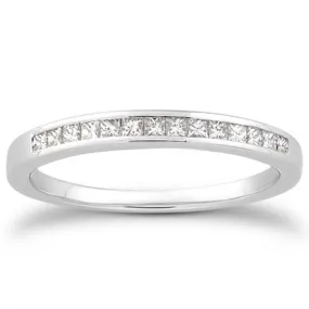 14k White Gold Channel Set Princess Diamond Wedding Ring Band-rxd98796y28bt