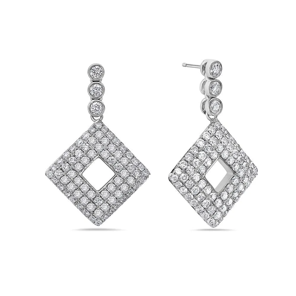 14K White Gold Ladies Earrings With 2.95 CT Diamonds