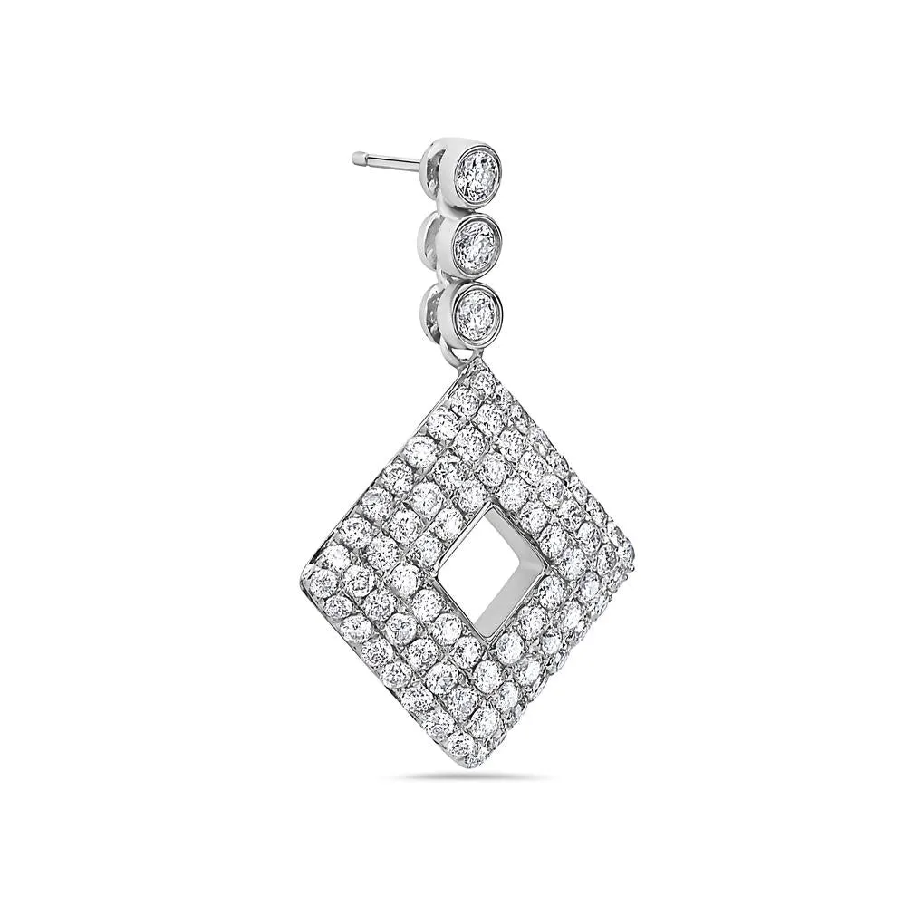 14K White Gold Ladies Earrings With 2.95 CT Diamonds