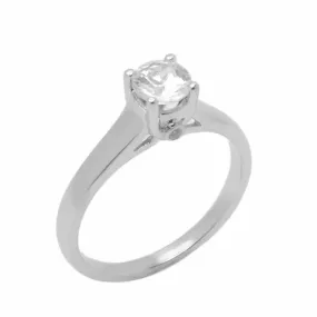 18k Solid Gold Elegant Ladies Modern Tapered Round Solitaire Ring D2053v