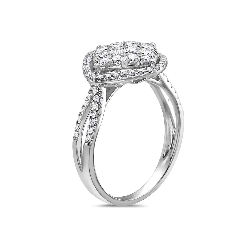 White Gold Ring 0.80 CT 18k Ladies