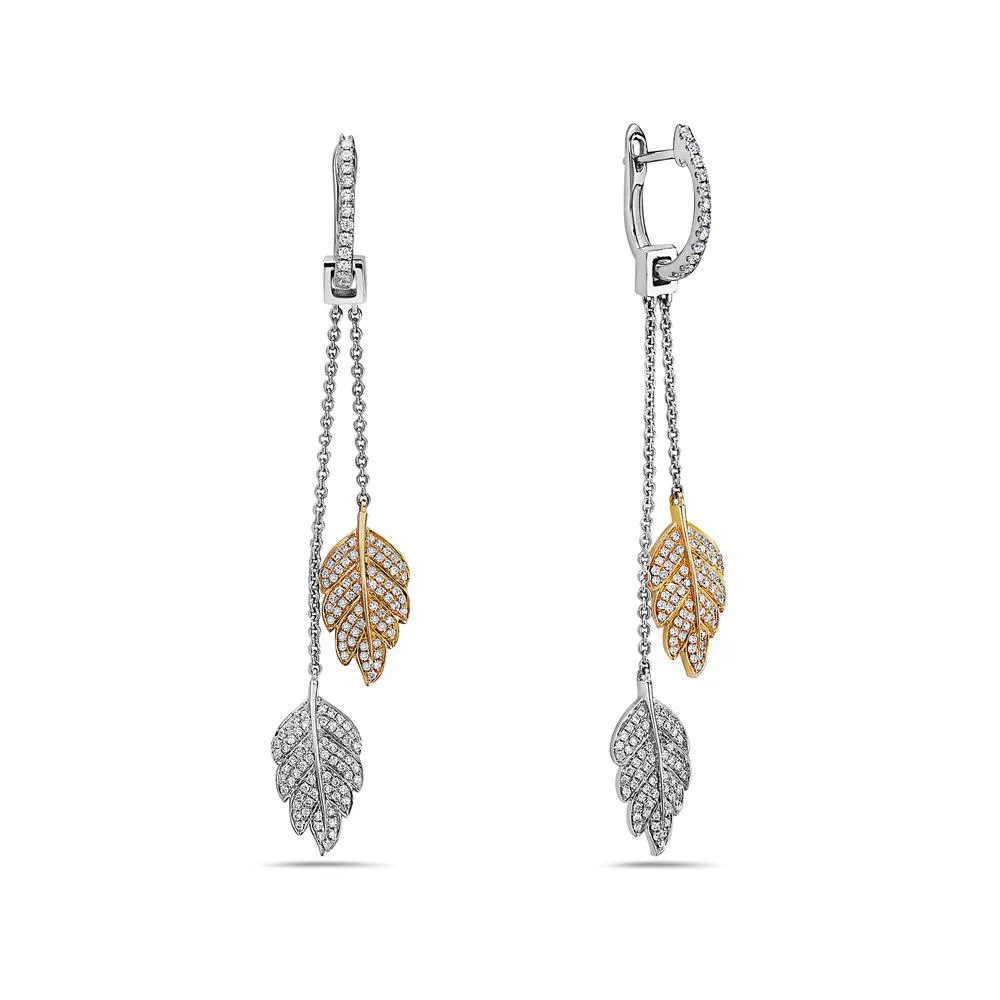 18K Yellow Gold Ladies Earrings With 0.81 CT Diamonds