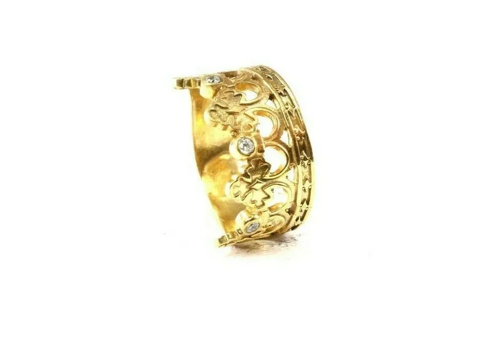 22k Ring Solid Gold ELEGANT Charm Ladies Crown Band SIZE 7 RESIZABLE r2560mon