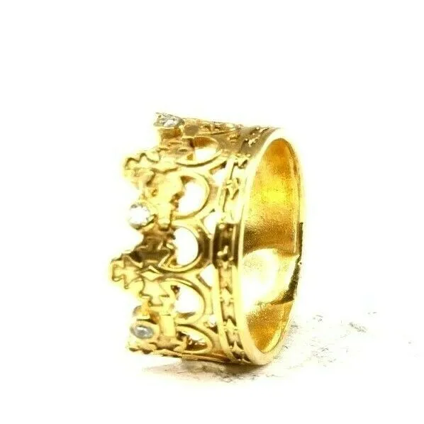 22k Ring Solid Gold ELEGANT Charm Ladies Crown Band SIZE 7 RESIZABLE r2560mon