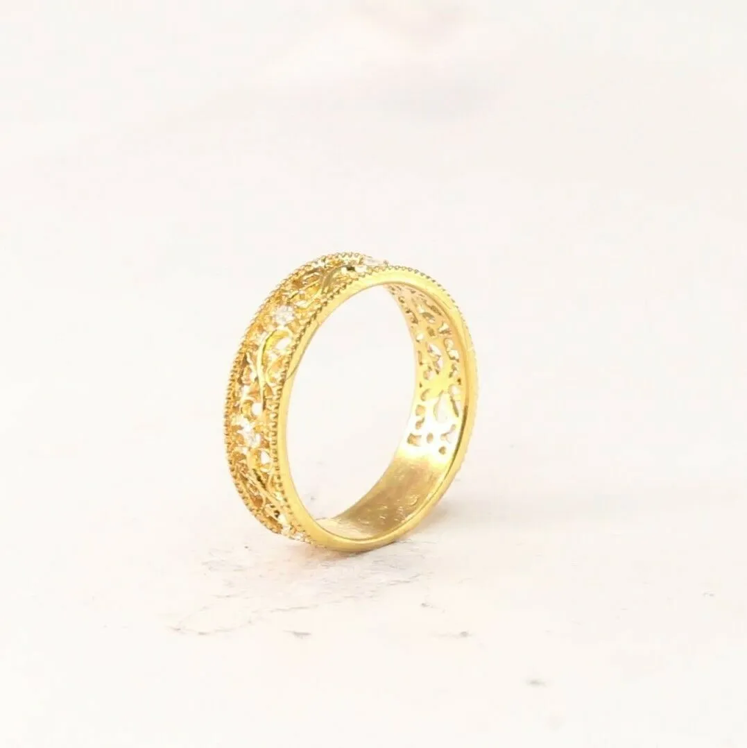 22k Ring Solid Gold ELEGANT Charm Ladies Simple Ring SIZE 7 RESIZABLE r2098