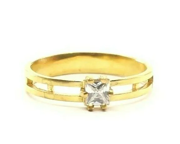 22k Ring Solid Gold ELEGANT Charm Ladies Solitare Band SIZE 7 RESIZABLE r2335z