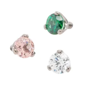 2.5mm 3 Prong-Set Threaded End with Faceted Gem