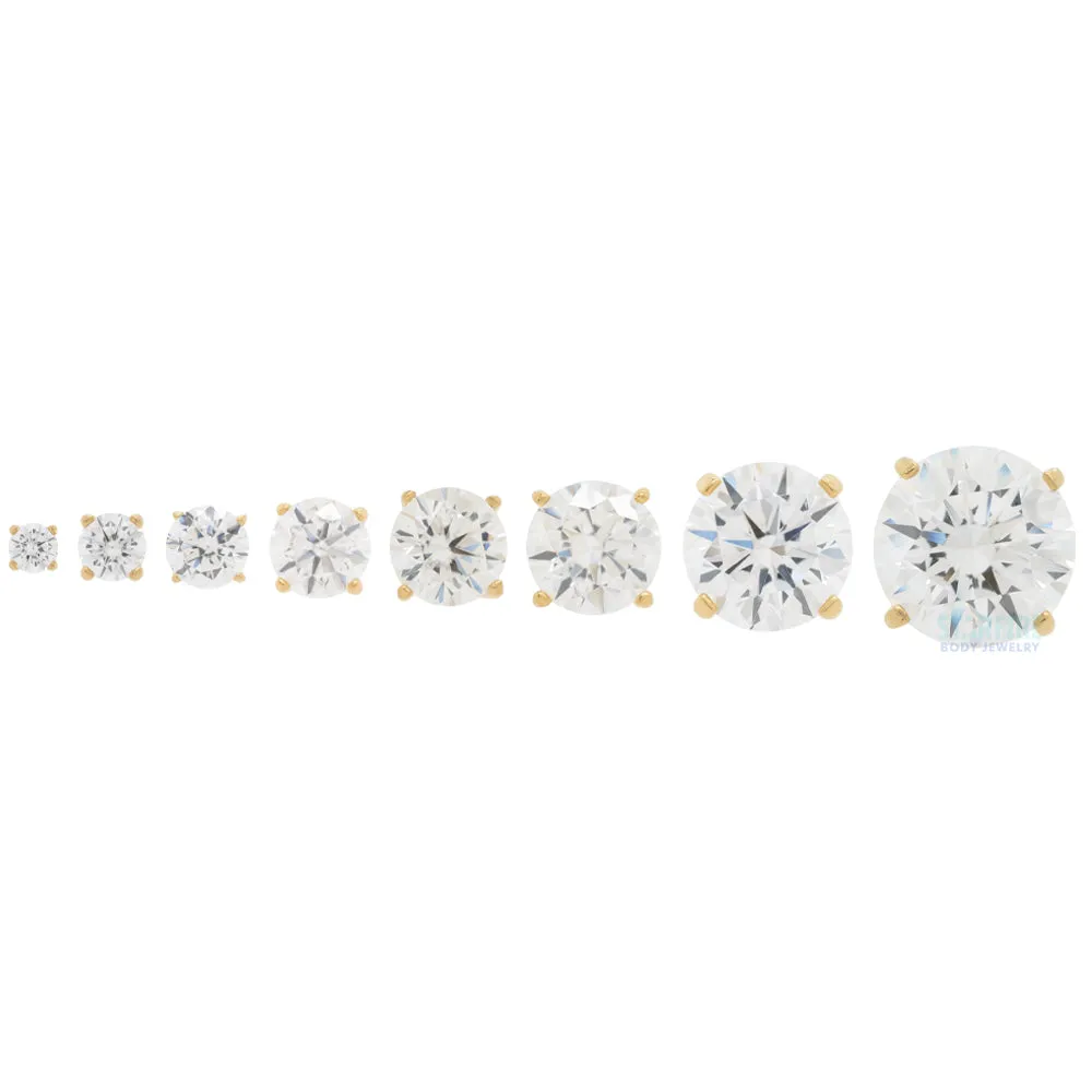 4mm Tiffany Prong-Set Brilliant-Cut Gem Threaded End in White Gold