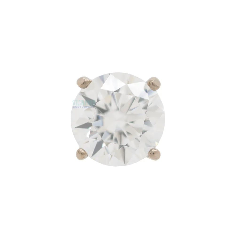 4mm Tiffany Prong-Set Brilliant-Cut Gem Threaded End in White Gold