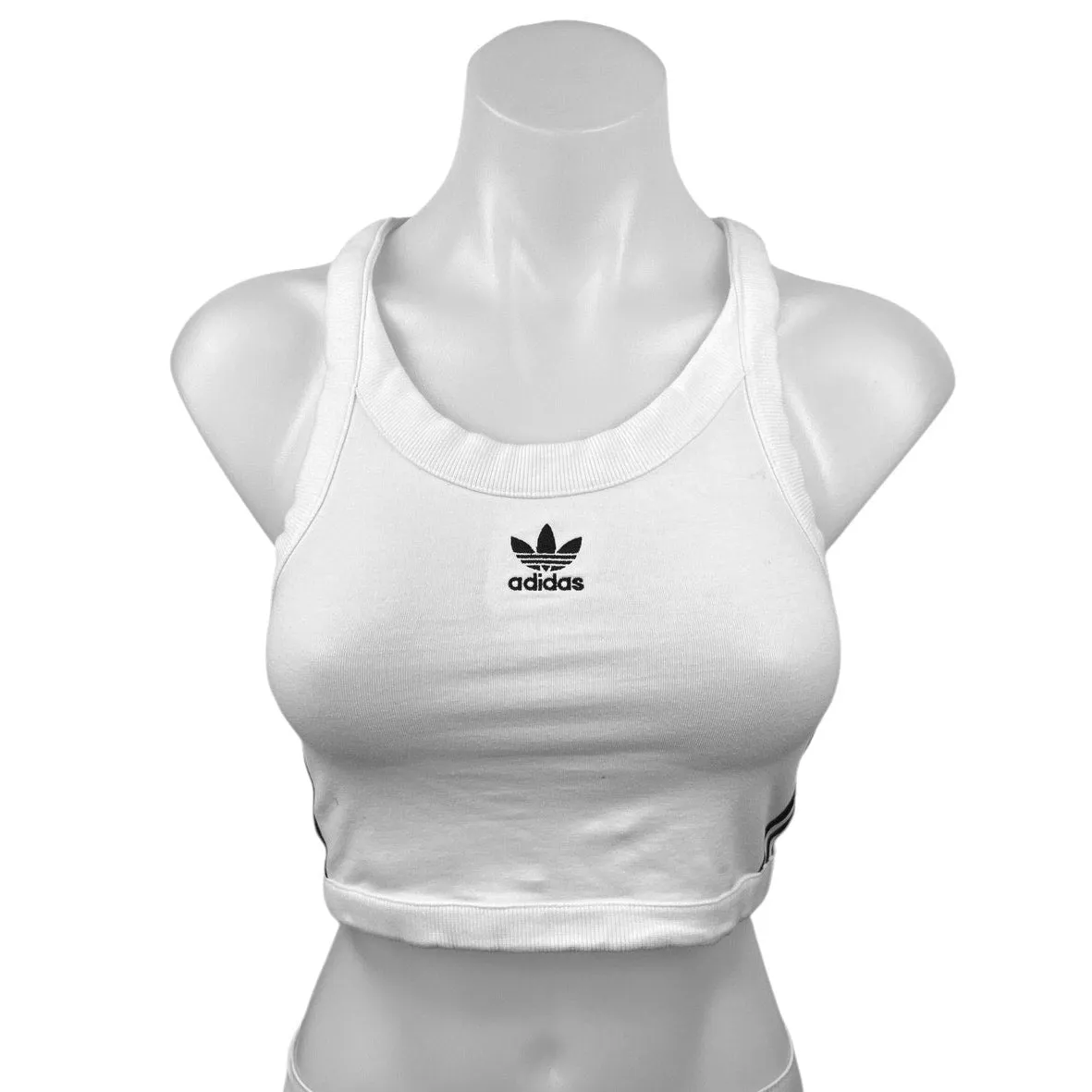 Adidas Adicolor White Classics 3-Stripes Racerback Sports Bra Crop Tank Top XS