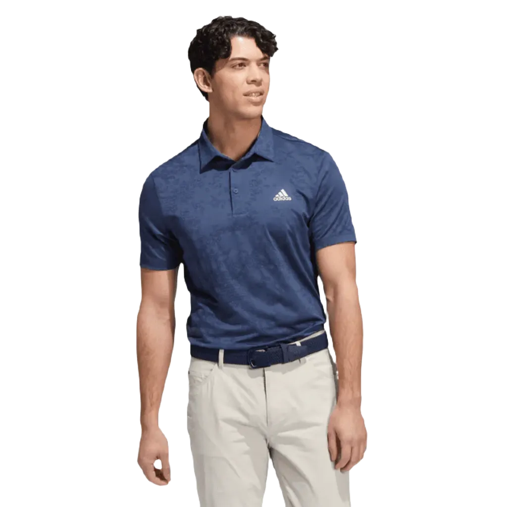 Navy Adidas Jacquard Golf Polo Shirt