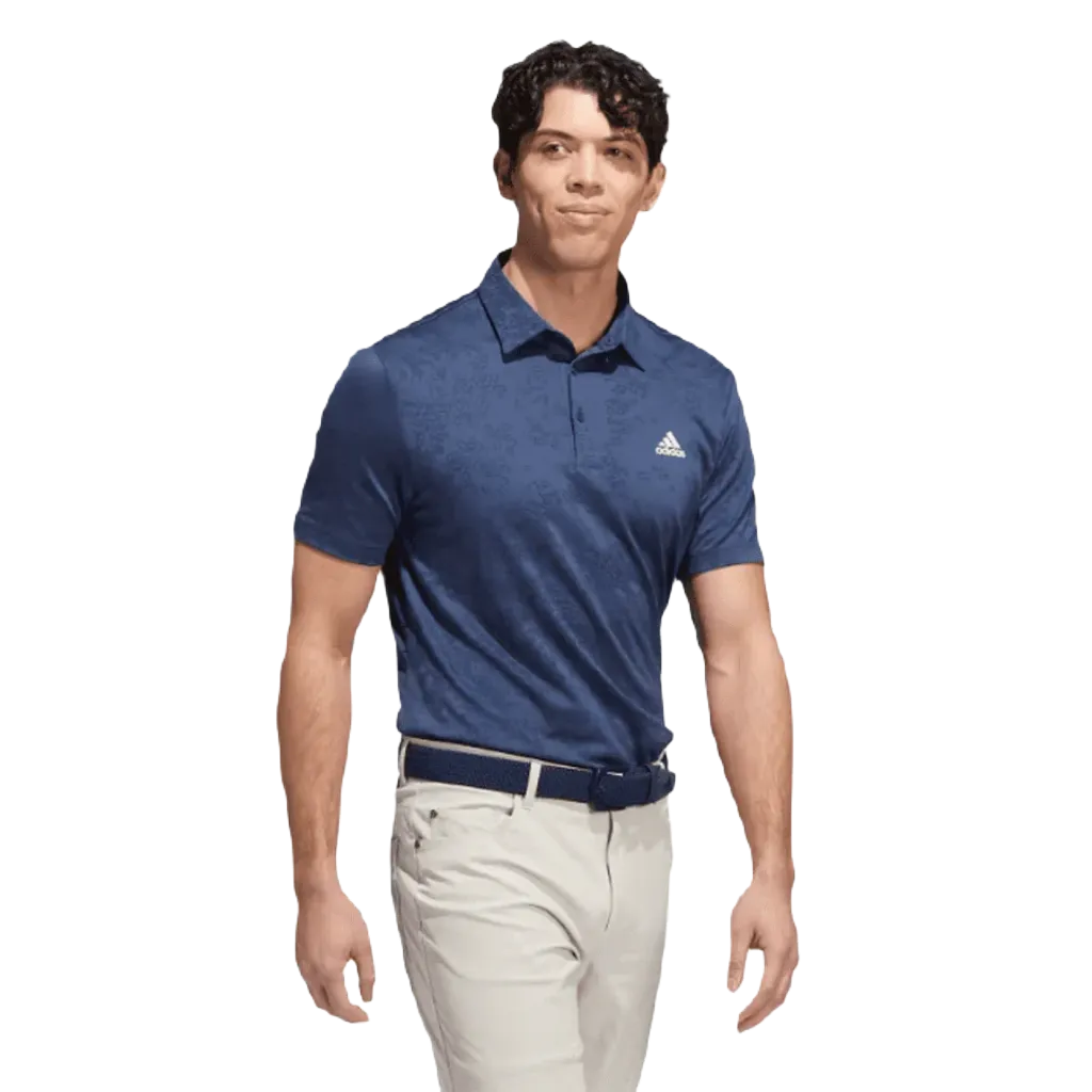 Navy Adidas Jacquard Golf Polo Shirt