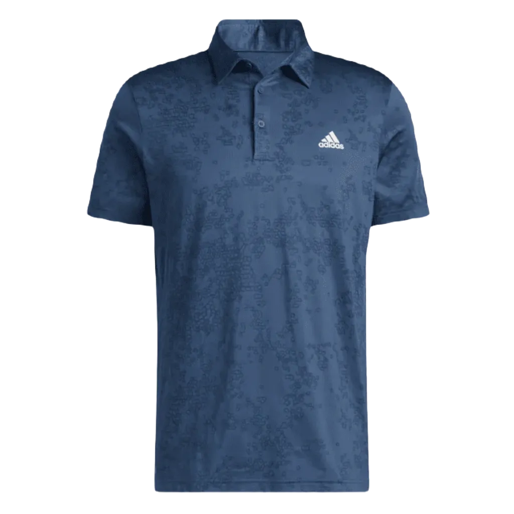 Navy Adidas Jacquard Golf Polo Shirt