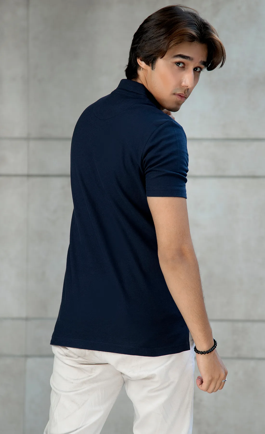 Alif Navy Polo (V-Neck)