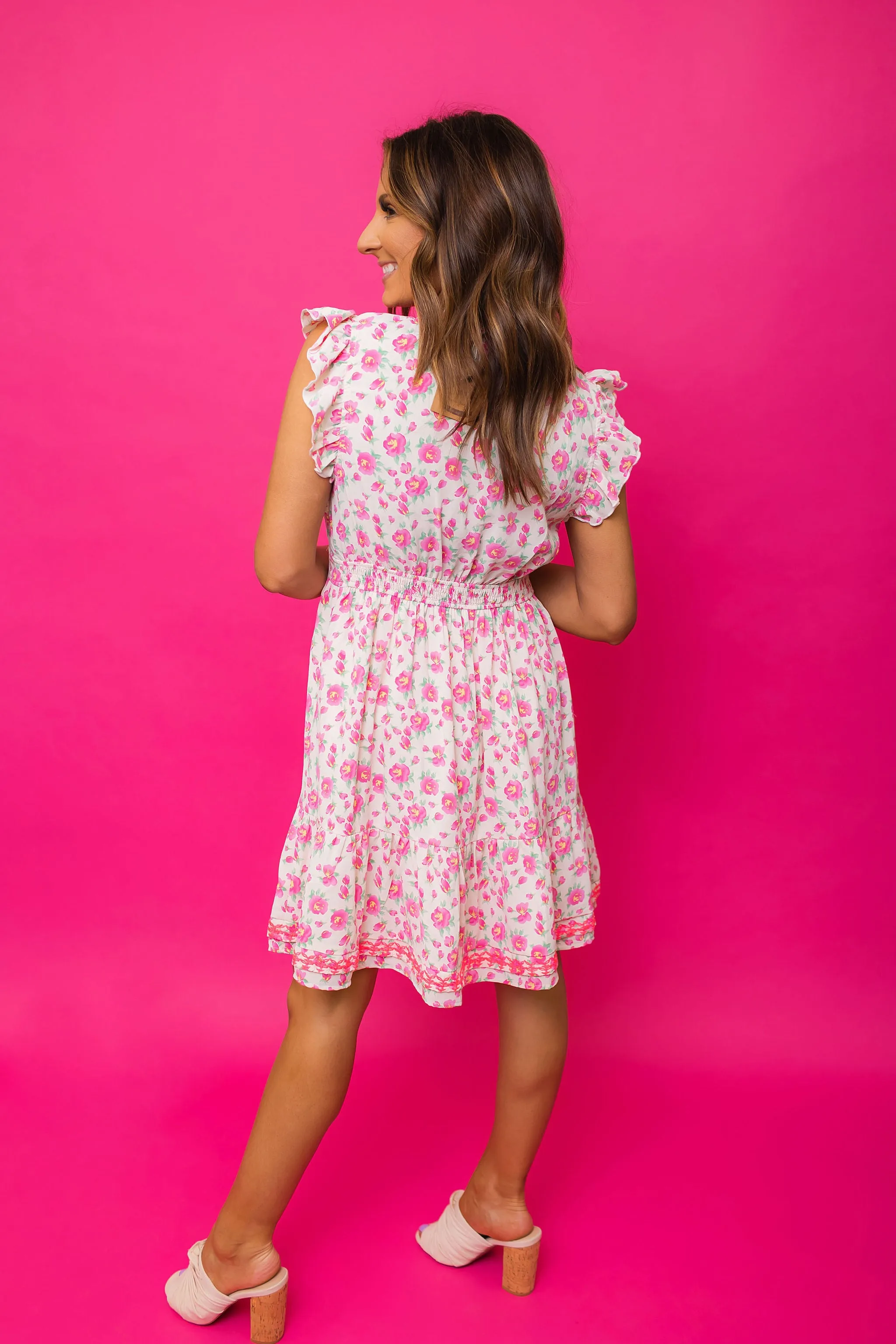 All Dolled Up Pink Floral Dress