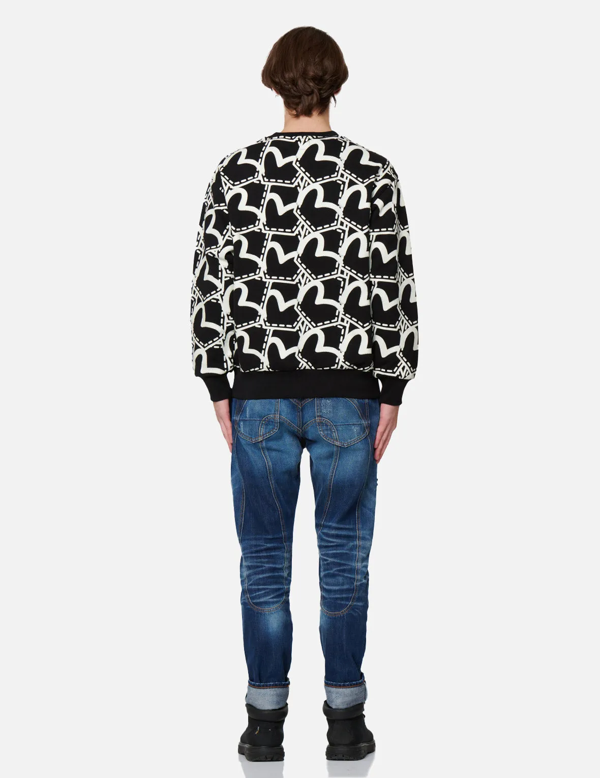 Allover Seagull Pocket Graphic Print Sweatshirt