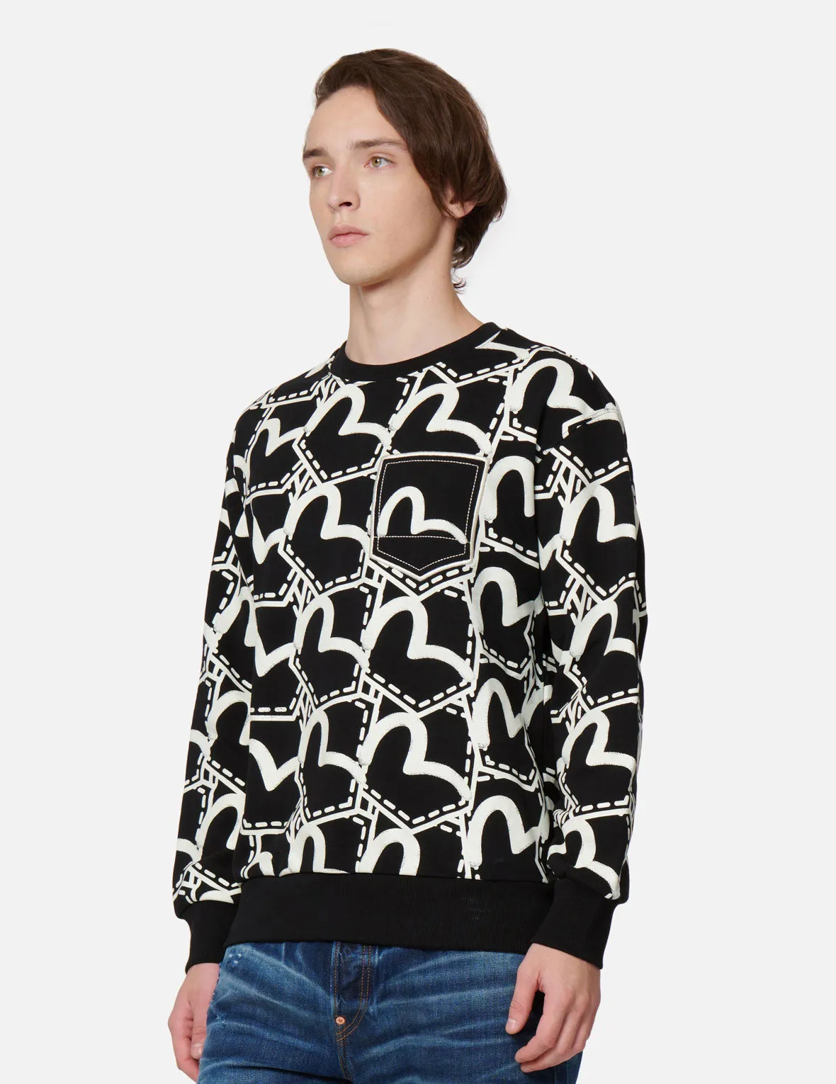 Allover Seagull Pocket Graphic Print Sweatshirt