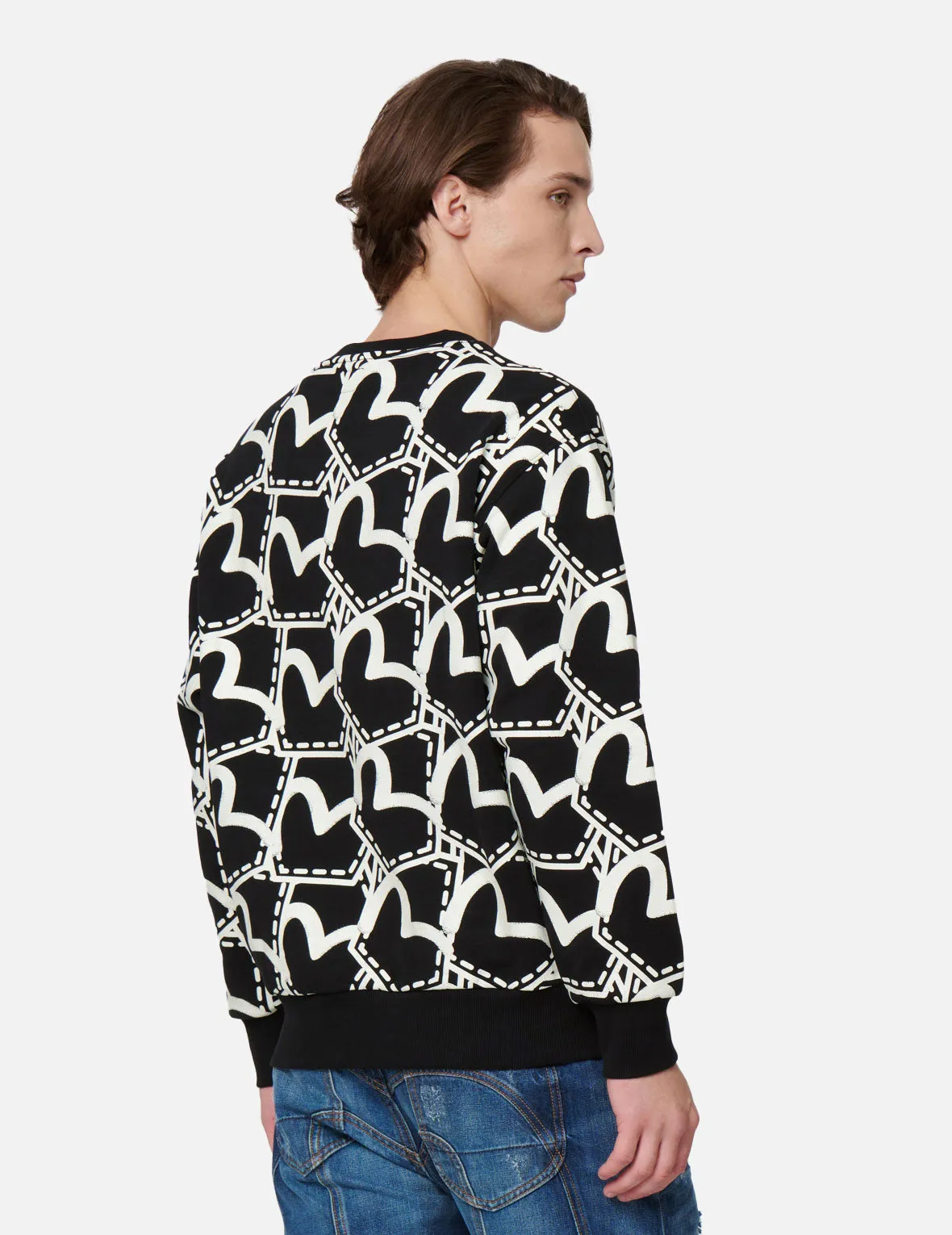 Allover Seagull Pocket Graphic Print Sweatshirt