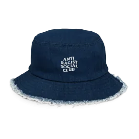 Anti Racist Social Club Distressed Denim Bucket Hat