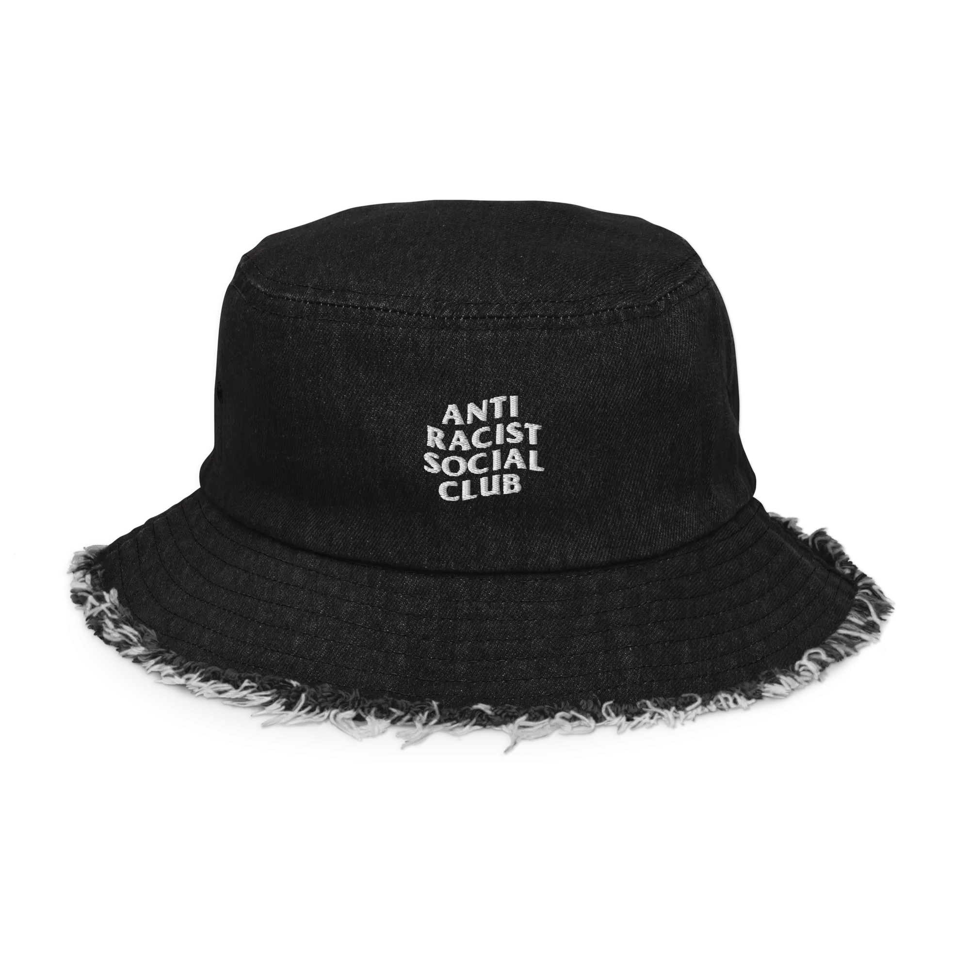 Anti Racist Social Club Distressed Denim Bucket Hat