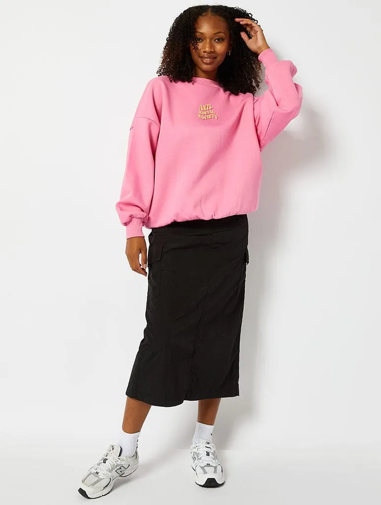 Antisocial Society Oversized Sweatshirt in Pink