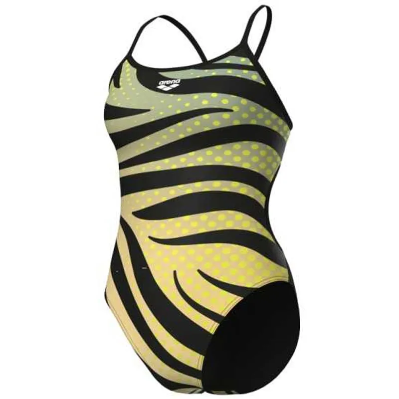 Arena - Multi Stripes Lace Back Ladies Swimsuit - Black/White Multi