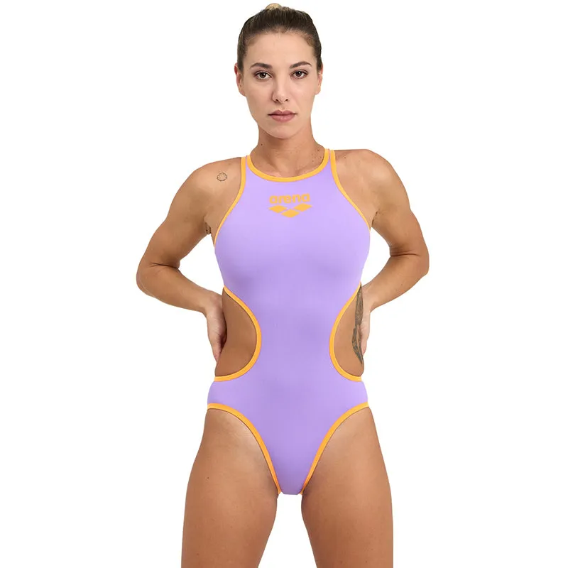 Arena - One BigLogo Sporty Back Ladies Swimsuit - Lavanda-Fluo Orange