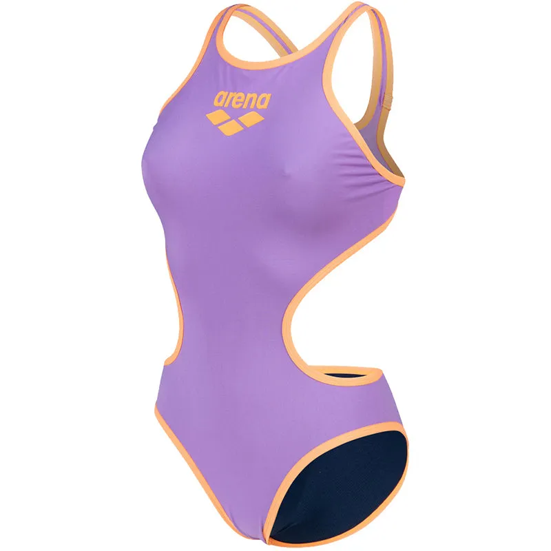 Arena - One BigLogo Sporty Back Ladies Swimsuit - Lavanda-Fluo Orange