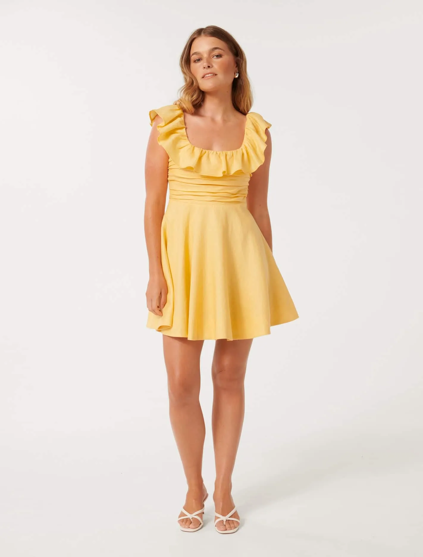 Ashlee Petite Ruffle-Neck Mini Dress