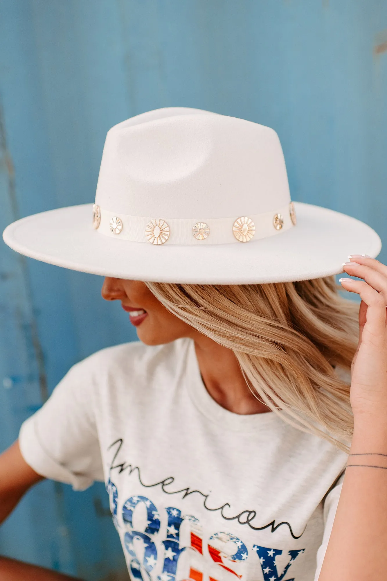 At A Crossroads Coin Disc Wide Brim Hat (Ivory)