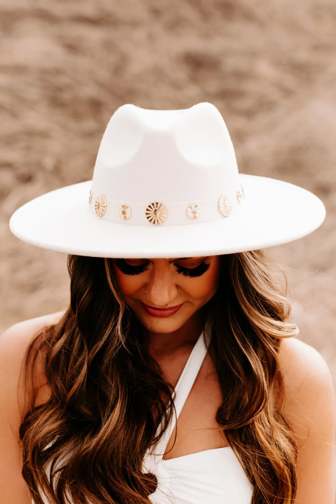 At A Crossroads Coin Disc Wide Brim Hat (Ivory)