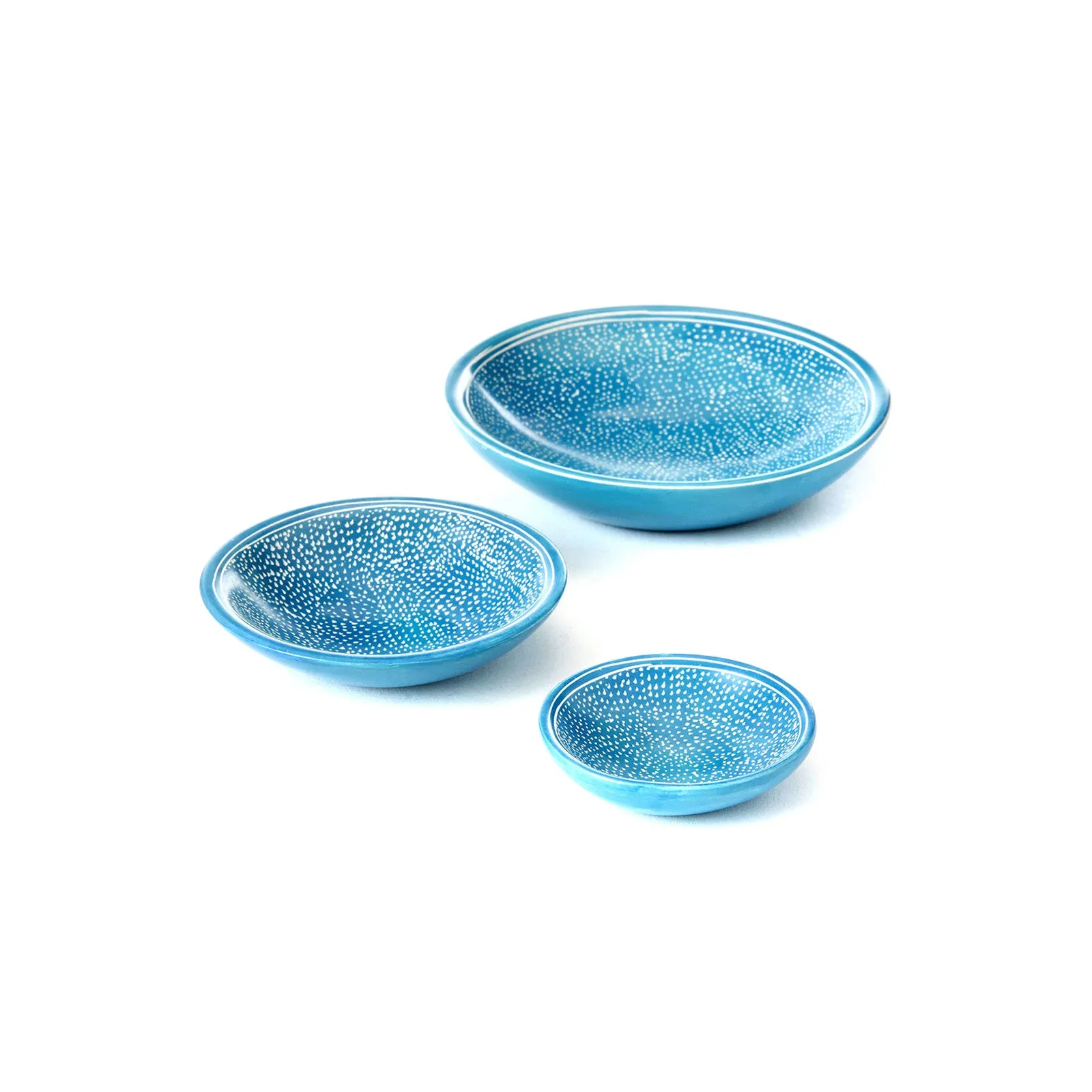 Azure Celestial Decorative Soapstone Bowl Set