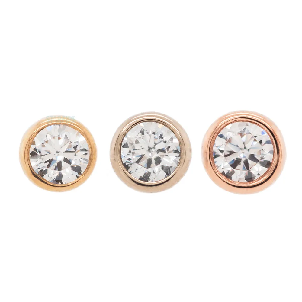 Bezel-Set Threaded End in Gold with White CZ