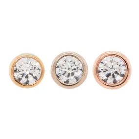 Bezel-Set Threaded End in Gold with White CZ