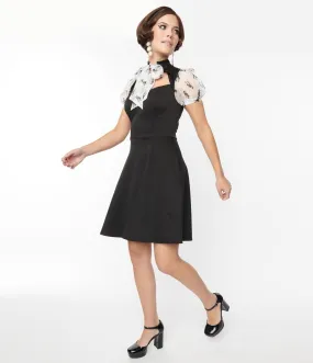 Black & White Cat Pattern Burnout Flare Dress by Smak Parlour