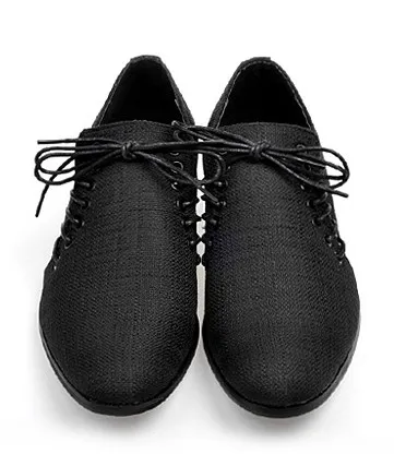 Black Mens Double Lace Up Oxfords Loafers