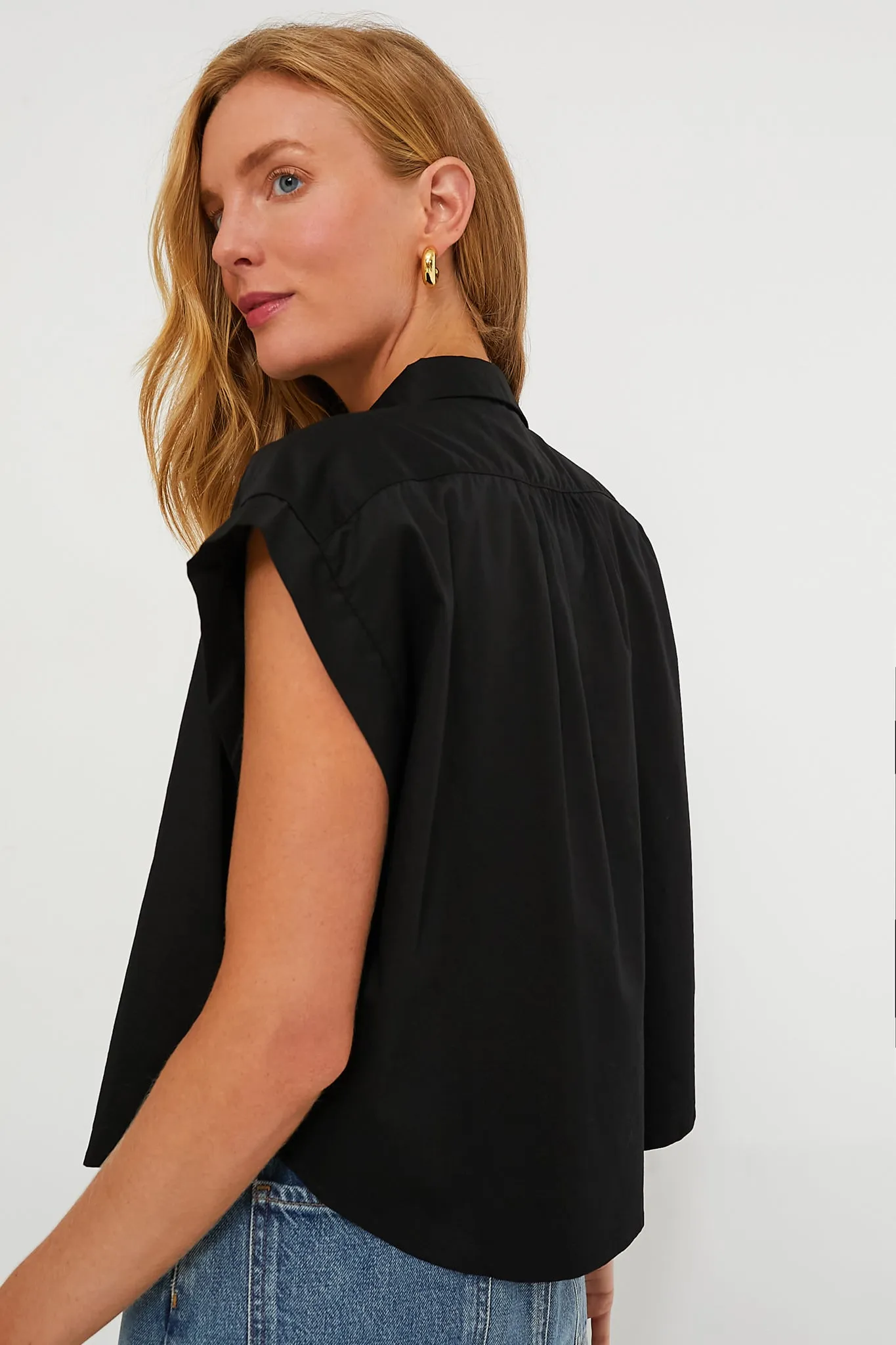 Black Drop Shoulder Rosie Popover Top