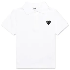 Black Emblem White Kid's Polo Shirt