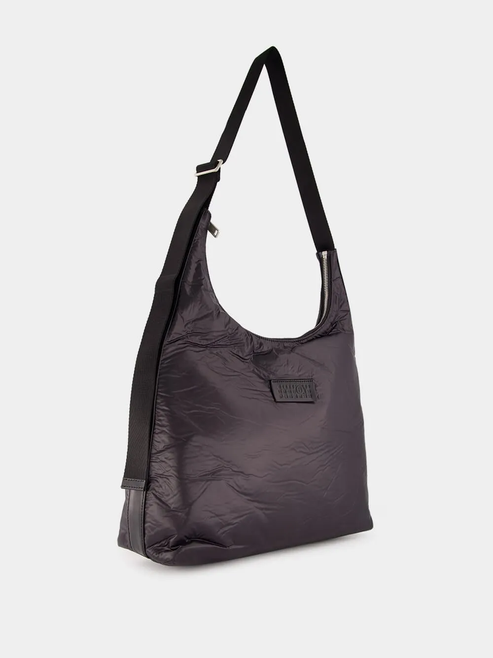 Black Padded Zipped Shoulder Bag