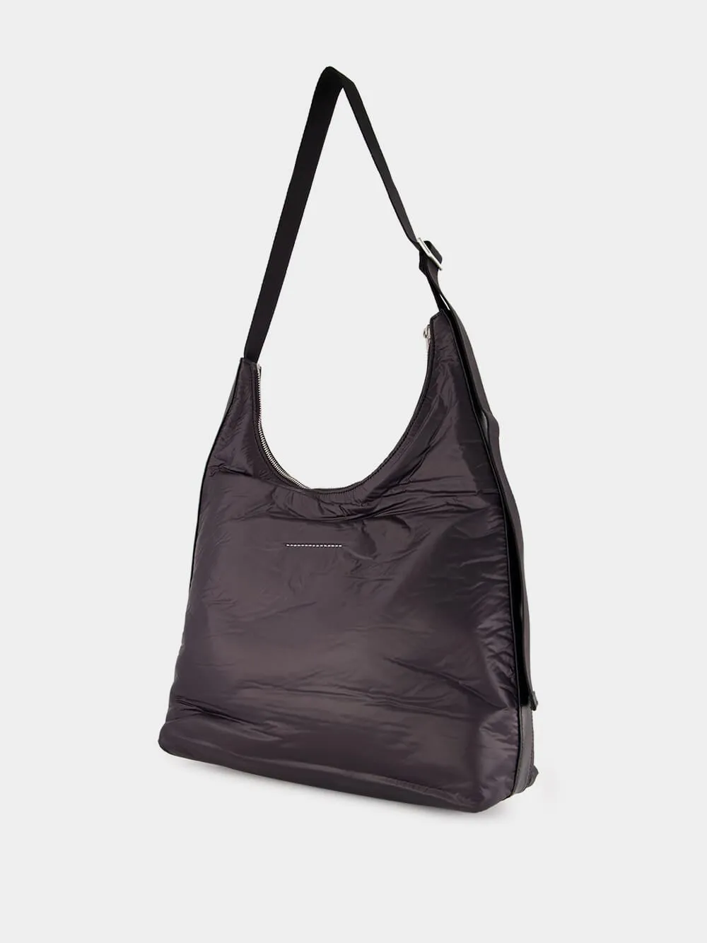 Black Padded Zipped Shoulder Bag