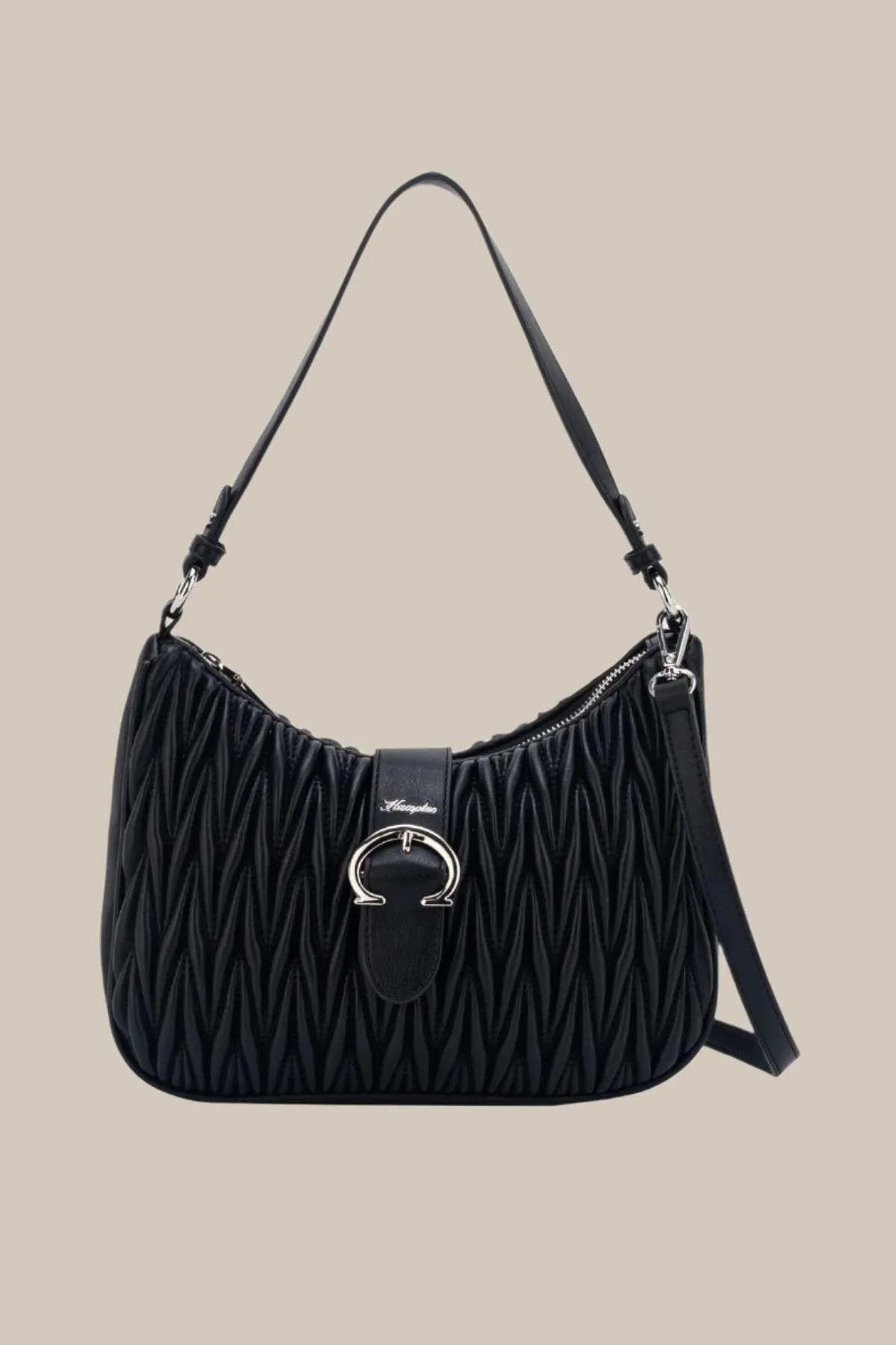 Black Puffin Curved Shoulder Bag