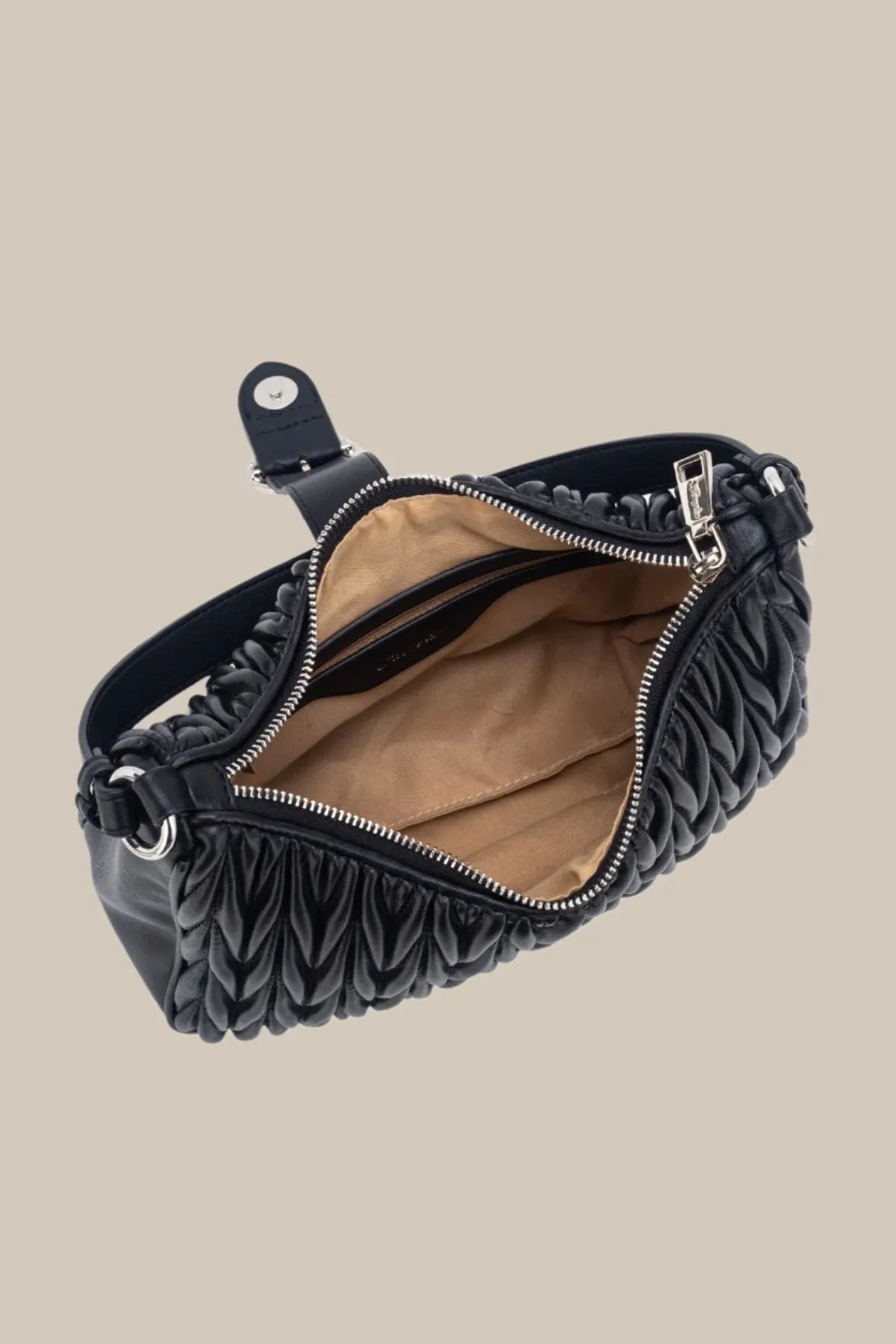 Black Puffin Curved Shoulder Bag