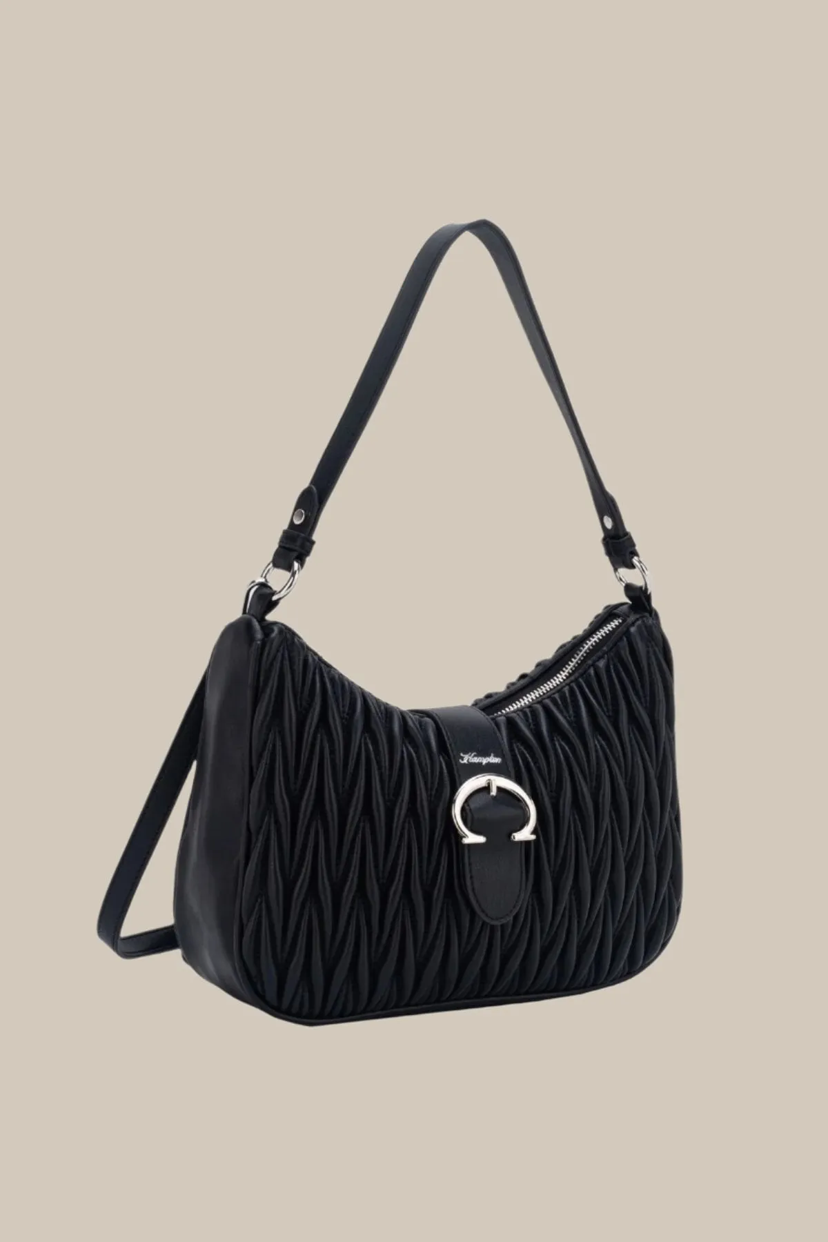 Black Puffin Curved Shoulder Bag