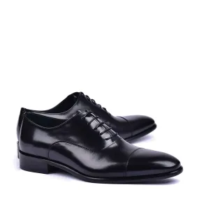 Black Shiny Calf Skin Leather Cap toe Lace Up Oxfords (CRT1448) by Corrente C0092 6265