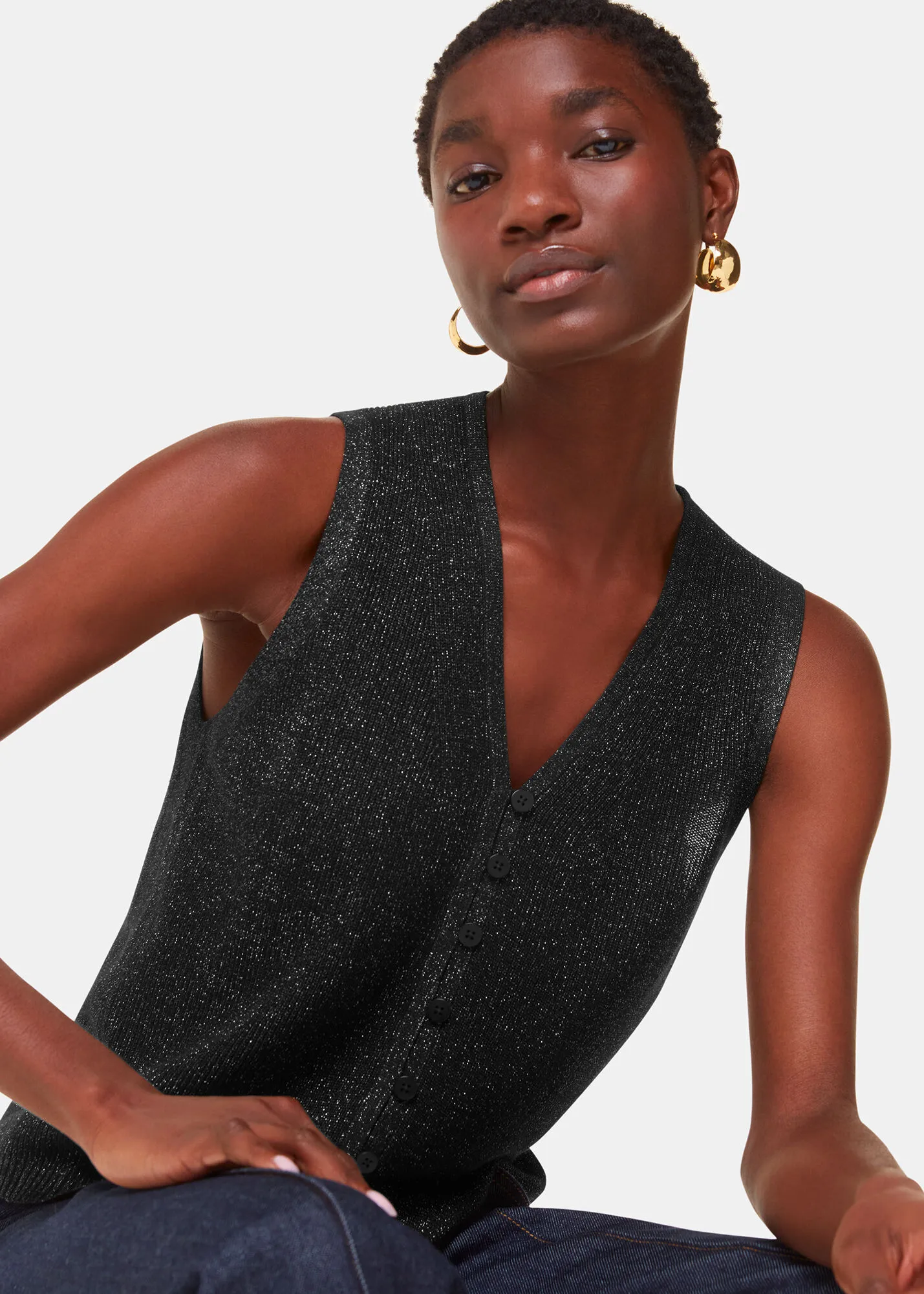 Black Sparkle Knit Tank