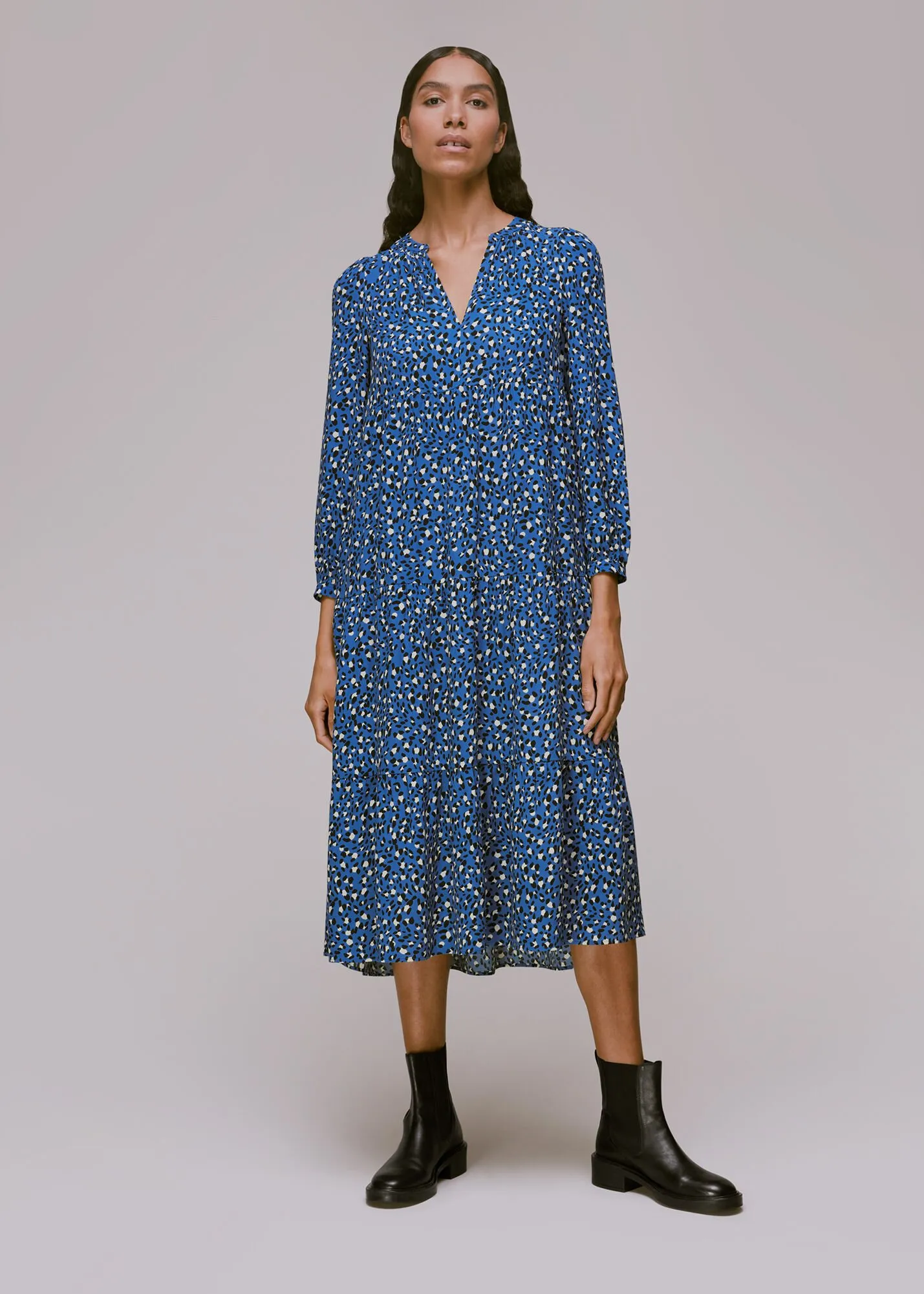 Blue Amy Wild Leopard Trapeze Dress